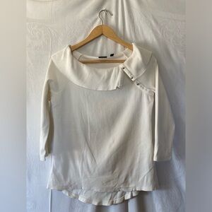 Rafaella Size Small White Sweater Button Detail